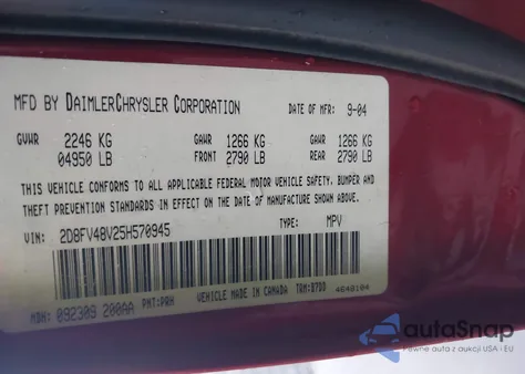 2005 Dodge Magnum Se from USA, damaged, VIN 2D8FV48V25H570945